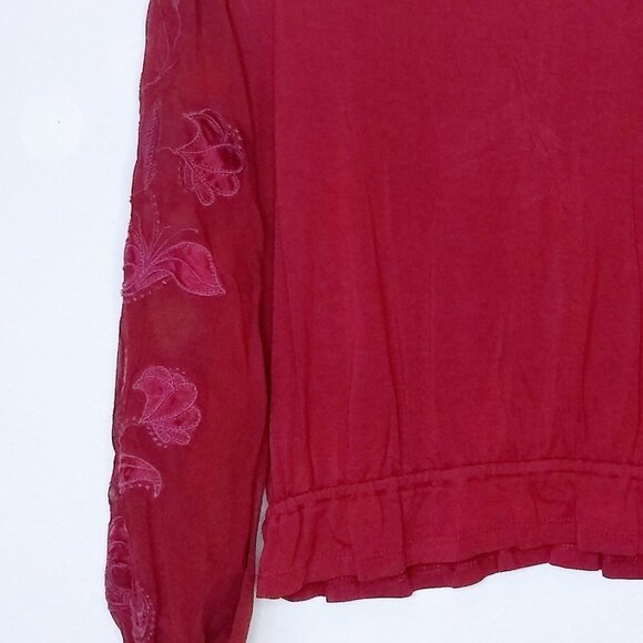 ANTHROPOLOGIE Floral Embroidered Lace long Sleeve Top Blouse - Picture 9 of 16